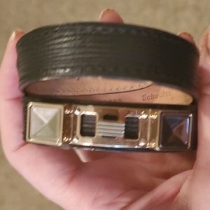 Proenza Schouler leather Linosa double wrap bracelet